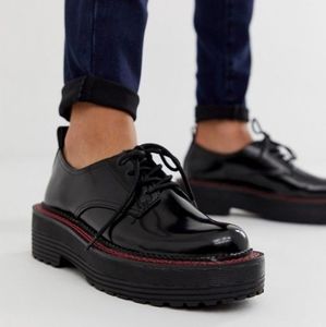Bershka chunky sole lace up oxford in black